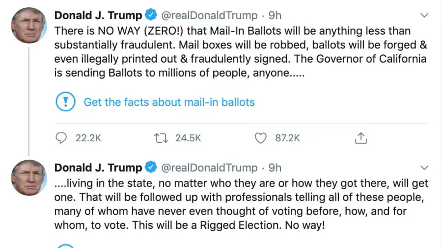 trump mail-in ballots tweet