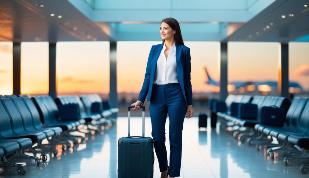 woman at the airport with luggage