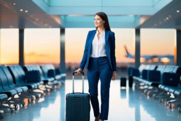 woman at the airport with luggage