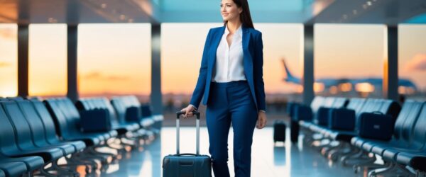 woman at the airport with luggage