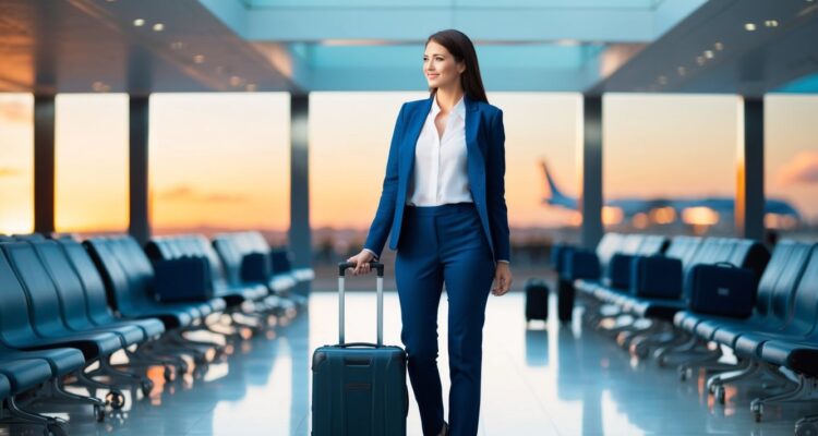 woman at the airport with luggage