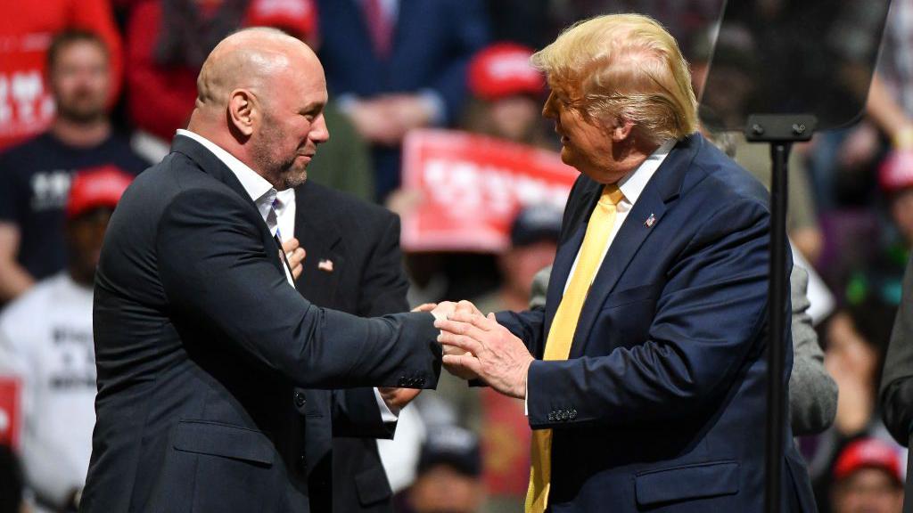 dana white shaking hands with donald trump