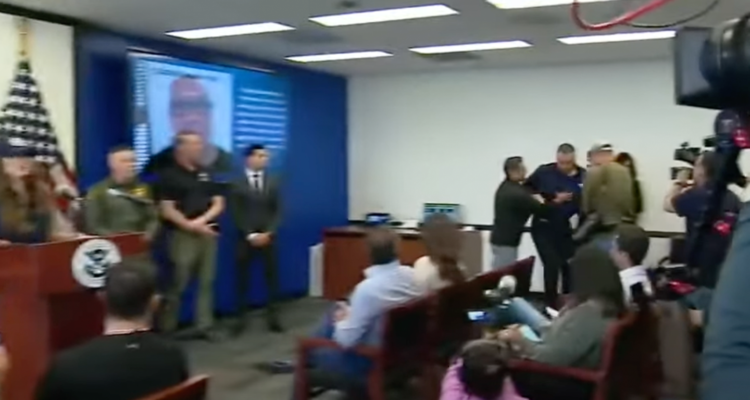 confrontation at kristi noem press conference
