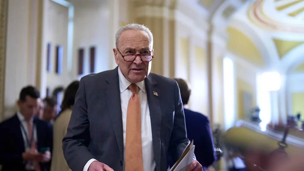 chuck schumer with glasses on