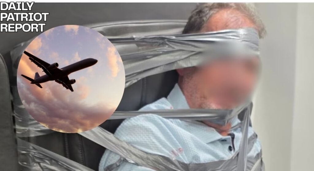 airplane passenger duct taped to seat and arrested