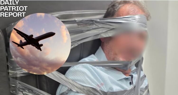 airplane passenger duct taped to seat and arrested