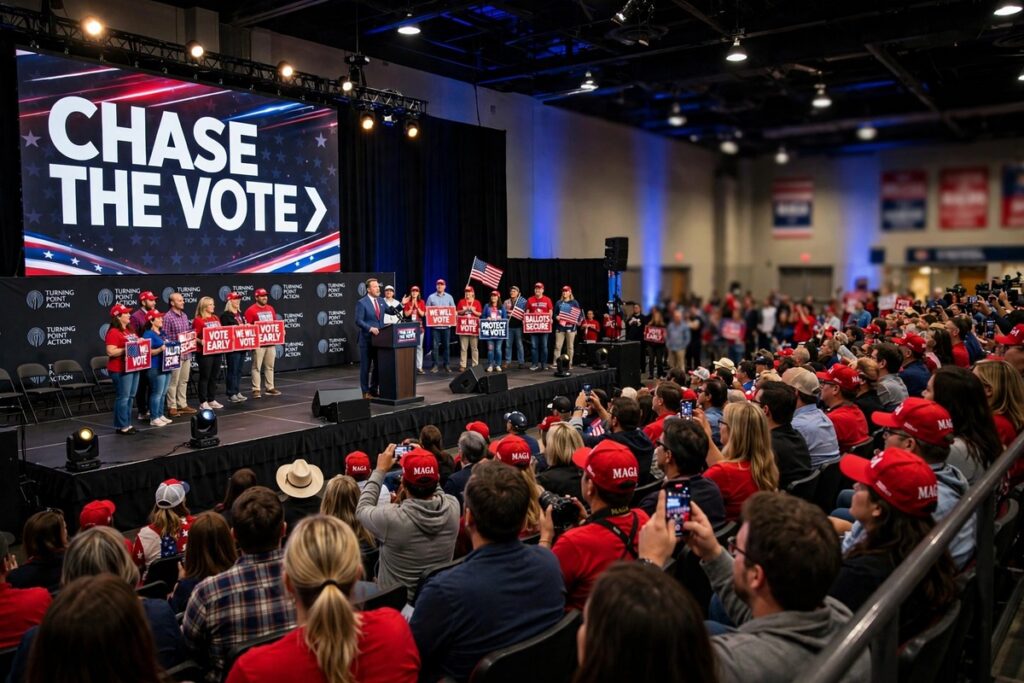 Donald Trump with supporters at a rally
