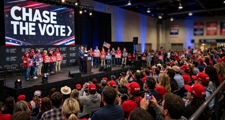 Donald Trump with supporters at a rally