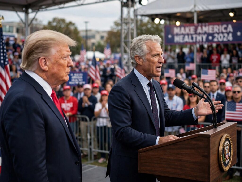 Robert F. Kennedy Jr. and President Trump at the Fort Myers rally where a new seafood label was announced