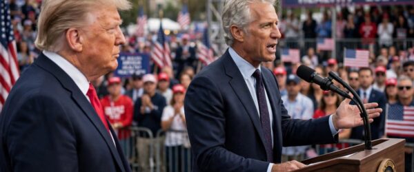 Robert F. Kennedy Jr. and President Trump at the Fort Myers rally where a new seafood label was announced