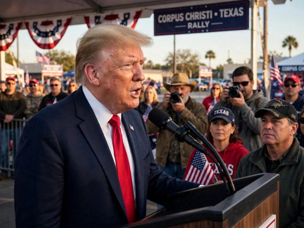 President Trump at a Corpus Christi rally discussing Venezuela and a possible 51st state