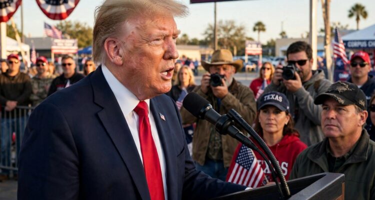 President Trump at a Corpus Christi rally discussing Venezuela and a possible 51st state